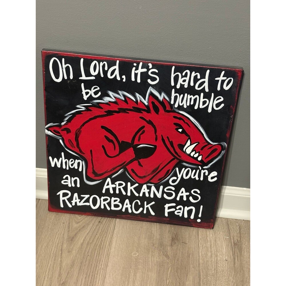 Oh Lord, it's hard to be humble..." Hand-Painted Canvas Sign